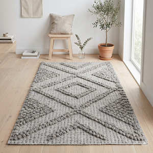 Tapis en coton de style berbère marocain avec motif géométrique tufté pour les intérieurs bohèmes - Product Image 3