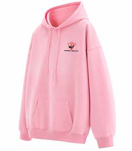 Wholesale Custom <b>Pink</b> Oversized Hoodie Unisex Pullover Streetwear Sweatshirt With Drawstring Hood Kangaroo Pocket Ribbed Cuffs - Product Image 2