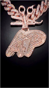 Pendentif HipHop en argent sterling 925, personnalisé, serti de pierres, avec initiale, personnalisable, en moissanite VVS, pour cadeau homme - Product Image 2