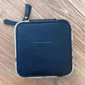 Nuevo joyero de viaje pequeño de cuero mecanizado a mano personalizado para mujer, organizador, caja de almacenamiento para anillo de joyas de piel de vaca, pendiente, collar - Product Image 4