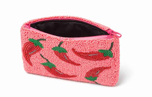 Monedero de Mujer Hecho a Mano de Alta Calidad, Portátil, de Tyvek, con Cuentas y Bordado de Chiles, Bolso Tipo Clutch, Mini Cosmetiquera - Product Image 3