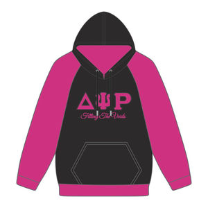 Sweat à capuche à manches raglan Delta Psi Rho Sorority, noir, 80 % coton, 20 % polyester, Filling the Voids Greek Life, vêtement décontracté - Product Image 2