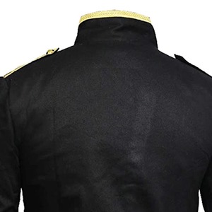 Veste hussarde noire pour homme à double boutonnage avec boutons dorés et broderies, manteau d'hiver formel pour uniformes - Product Image 6