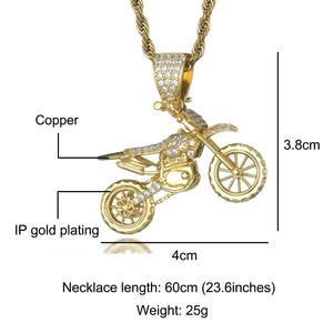 Collar con Colgante de Moto en Oro y Plata, Joyería Hip-hop de Latón con Incrustaciones, Colgante 3D Realista y Genial para Hombres y Mujeres - Product Image 3