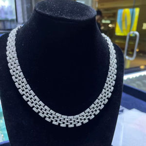 Collar de eslabones plateados con piedras brillantes, estilo hip hop, cadena de lujo, joyería elegante de moda, regalo para fiestas, para hombre. - Product Image 1