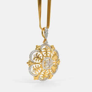 Collier pendentif en or jaune avec filigrane floral et diamant de laboratoire - Product Image 6