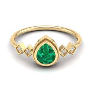 Anillo REYES con Gema Esmeralda Corte Pera de 0.6Ct en Oro Blanco de 14K, Anillos de Compromiso con Moissanita Certificada GRA para Mujer, Joyería Fina - Product Image 6