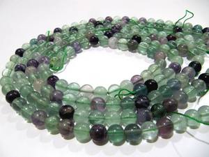 Perles rondes en fluorite naturelle multicolores, 8 mm, 15 pouces de long - Product Image 1