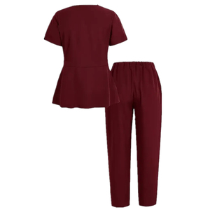2026 Top Trendy men's Burgundy <b>Hospital</b> <b>Scrub</b> Pants Cotton Polyester Woven Drawstring Waist Uniform Pants - Product Image 4