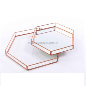 Plateau de rangement de bijoux, minimaliste, nordique, décoration de la maison, bijoux, miroir, décor, métal, or, verre, plateau de service, vente en gros - Product Image 5