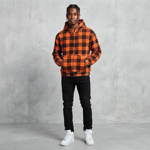 Chaqueta de Franela a Cuadros con Capucha para Hombre, Corte Regular, Informal, de Algodón para Otoño, con Bolsillos - Product Image 3
