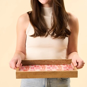 Luxury Wood and Enamel Decorative Tray Handmade Serving <b>Platter</b> Supplier Exporter - Product Image 3