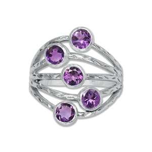 Sterling Silver Five-Stone <b>Statement</b> <b>Ring</b> Handmade Jewelry <b>Ring</b> Vintage Style Natural Gemstone for Wedding Gift Jewelry - Product Image 2