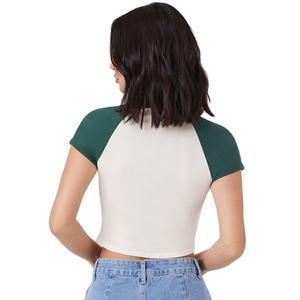 เสื้อครอปท็อปผู้หญิงทรงเข้ารูป ระบายอากาศ แห้งเร็ว คอกลม แขนสั้น น้ำหนักเบา ขายส่ง รับผลิตตามแบบ OEM ขายดีช่วงซัมเมอร์ - Product Image 3