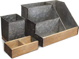 Juego de organizador de escritorio de Metal galvanizado para decoración del hogar industrial rústica de 3 piezas, ideal para almacenamiento de escritorio y organización de correo - Product Image 2