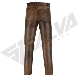 Pantalon d'hiver léger en similicuir PU imperméable pour homme, couleur marron uni, bonne qualité, personnalisable, vente chaude - Product Image 4