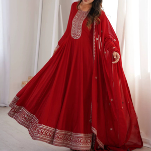 ชุดผ้าไหม Vichitra บริสุทธิ์คุณภาพสูงพร้อมชุด Dupatta - Product Image 1