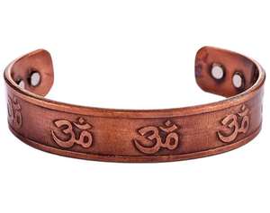 กำไลข้อมือทองแดงแท้แบบแม่เหล็กสำหรับบำบัดรักษา  ลายอักษรโอมของศาสนาฮินดู  ออกแบบได้ตามต้องการ  สำหรับโยคะและการทำสมาธิเพื่อบรรเทาอาการ - Product Image 3