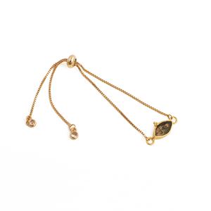 Natural Moss Agate Marquise Shape Slider <b>Adjustable</b> <b>Bracelet</b> Trendy Gold Gemstone Plated Bezel Set Handmade Brass Wholesale - Product Image 3