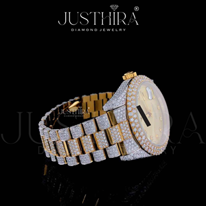 Montre Hip Hop Rapper entièrement sertie de diamants en argent sterling et or, avec pavé de moissanite et diamants VVS, pour homme ou femme - Product Image 3