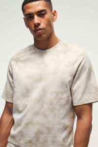 T-shirt oversize beige délavé pour homme, mélange de coton, col rond, streetwear décontracté, étiquette privée personnalisée - Product Image 3