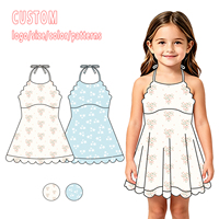 Robe Yuteng pour filles, blanche à fleurs, sans manches, dos nu, avec ourlet en dentelle et short intégré, couleur et logo personnalisables, vêtements pour bébés filles
