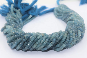 Cuentas Rondelle facetadas de Aguamarina de musgo Natural sombreado azul 4,5 MM para la fabricación de joyas - Product Image 2
