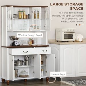 "6-Door Freestanding White <b>Pantry</b> with 2 Drawers & 3-Level Adjustable Shelves for <b>Kitchen</b> Storage" - Product Image 4