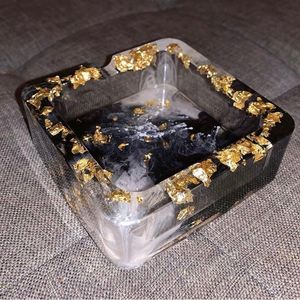 Cenicero de resina premium con ranuras profundas y elegante diseño de mármol para decoración de oficina - Product Image 1