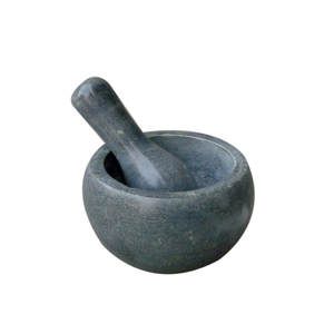 Mortero y Pilón de Mármol Negro Indio Hechos a Mano, Molinillo de Especias, Triturador de Hierbas, Utensilio de Cocina Duradero, Apto para Horno, Venta al por Mayor - Product Image 1