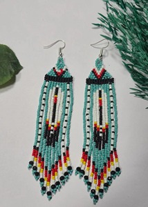 Pendientes de borlas con cuentas hechas a mano, pendientes colgantes con flecos, para regalo, diseño clásico en colores, pendientes de moda con cuentas para mujer - Product Image 4