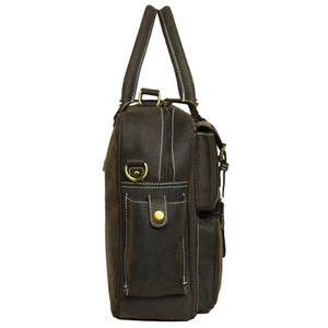 Mochila de Viaje Clásica, Maletín de Trabajo de Cuero con Múltiples Bolsillos, Cierre de Cremallera y Broche, Unisex, Gran Capacidad, Bolsa Organizadora - Product Image 4