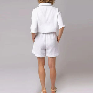 100% Cotton Gauze Pajamas Women's Sets Button up <b>Shirts</b> Top+Shorts Sets for Women's 2 Pieces set Summer Holiday Outfits OEM ODM - Product Image 3