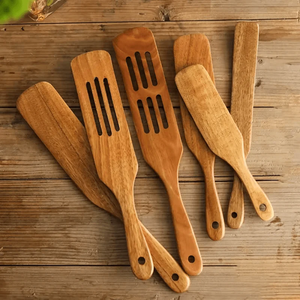 Ensemble de 5 spatules en bois pour la préparation de la pâte à sourde, la cuisson et le mélange des pâtes, pour hôtels, maisons et cuisines. - Product Image 2