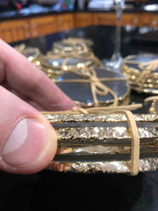 2024 Best-seller Garniture en or naturel poli Tranches de cristal de quartz géode Pierre verte multicolore Tranche d'agate Tranche Coaster - Product Image 5