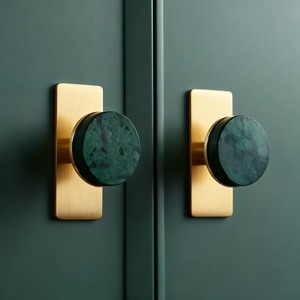 Poignée de porte moderne en bois marbré et résine, poignée carrée en bois pour cuisine, chambre, commode, salle de bain ou hôtel - Product Image 1