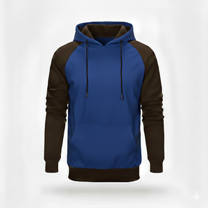 Sweat à capuche raglan bicolore personnalisé avec logo, en molleton épais pour homme, streetwear, manches contrastées, vente en gros - Product Image 2