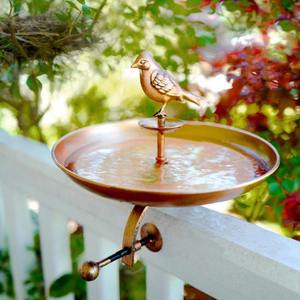 Mangeoire à oiseaux en métal pour balcon, à fixer sur la balustrade, pour extérieur, finition cuivre antique. - Product Image 1