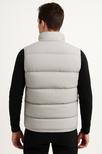 Customized <b>Men</b> Lightweight Puffer <b>Vest</b> Stand Collar Zipper Closure Solid Color Windproof Casual Outerwear Winter Bodywarmer <b>Vest</b> - Product Image 6