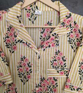 Conjunto de Pijama de Algodón Indio Floral, Ropa de Dormir de Manga Corta para Verano y Otoño, Cómoda, Elegante, de Lujo, de Secado Rápido y Transpirable - Product Image 6