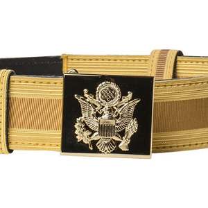 Ceinture en cuir formelle de haute qualité avec boucle en alliage, design rayé doré, emblème noir - Product Image 5