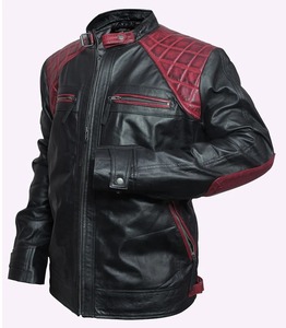 Rollins Style Black And Maroon Genuine Leather <b>Jacket</b> Men <b>Biker</b> <b>Jacket</b> - Product Image 5