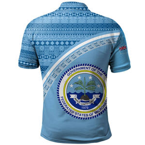 เสื้อโปโลผู้ชายสีน้ำเงินลายโพลีนีเชียน แขนสั้น ทรงปกติ ระบายอากาศได้ดี พิมพ์ลายเรขาคณิต สไตล์ลำลอง - Product Image 6
