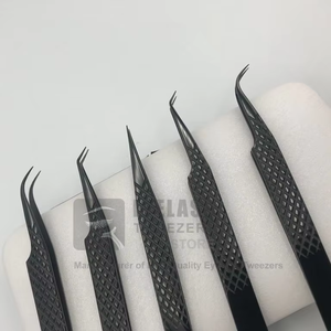 Pince à épiler professionnelle japonaise en acier inoxydable, entièrement noire, avec pointe diamantée, testée à la main, marque privée - Product Image 4