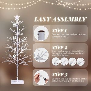 8ft bianco per interni albero di natale luci stelle Top forma di abete innevato 80 rami 80 colori caldi 8 modalità di telecomando quattro colori - Product Image 2