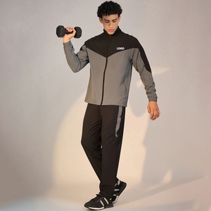 Custom Logo Men Winter Tracksuit Set Polyester Spandex 2 Piece <b>Zip</b> Jacket Jogger Pants Sportswear - Product Image 1