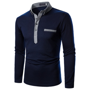 Polo à manches longues personnalisé avec logo imprimé, fabriqué en usine, meilleur design, pull Henley à patte contrastante pour homme - Product Image 3