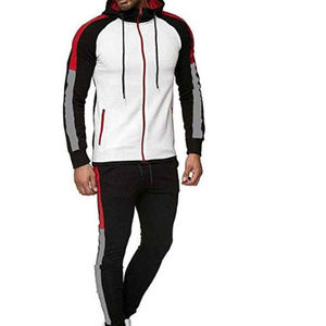 Nouvel ensemble de survêtement d'hiver pour homme avec fermeture éclair latérale et patchwork, taille XXL, pour l'entraînement et le jogging, avec logo, grandes tailles, ensembles tendance - Product Image 1