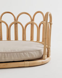 Lit pour animaux de compagnie en rotin tressé à la main, canapé rond pour chien, chaise longue en osier naturel pour chat avec coussin, mobilier d'intérieur pour animaux de compagnie, décoration pour la maison - Product Image 3