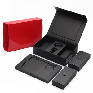 <b>Red</b> Gift <b>Box</b> for Notebooks and Pens Silver Embossed Logo Matt Lamination Recyclable Cardboard Packaging Customized Business - Product Image 5